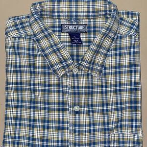 Men Botton Down Short Sleeve Casual Shirt Plaid